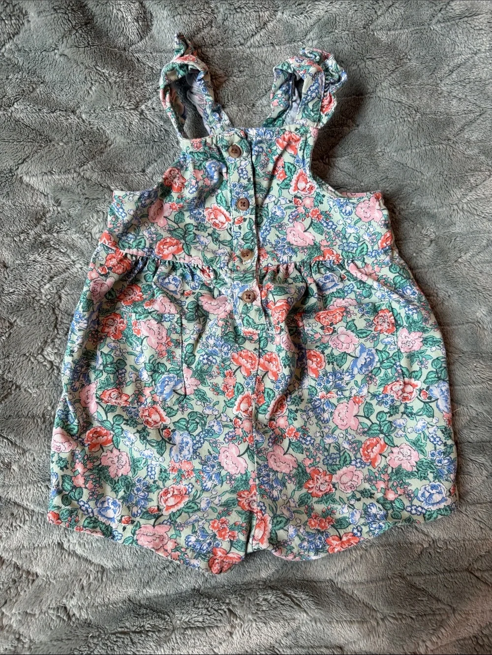 Old Navy Floral Cotton Girls' Romper - Pink, Green & Blue